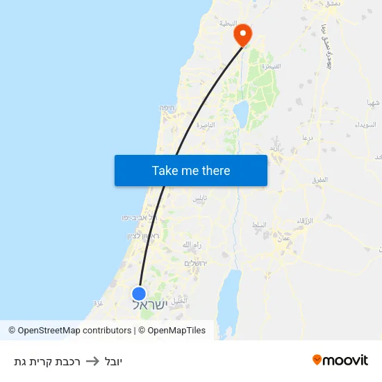 רכבת קרית גת to יובל map