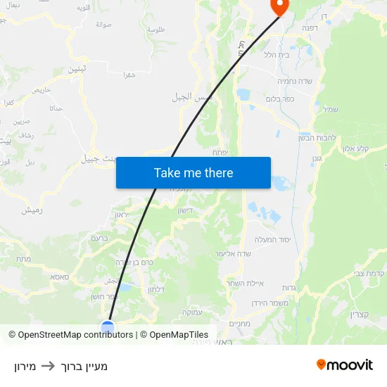 מירון to מעיין ברוך map