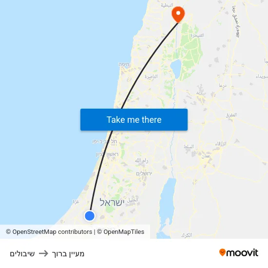 שיבולים to מעיין ברוך map