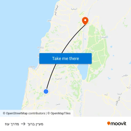 מדרך עוז to מעיין ברוך map
