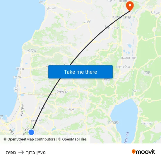 נופית to מעיין ברוך map