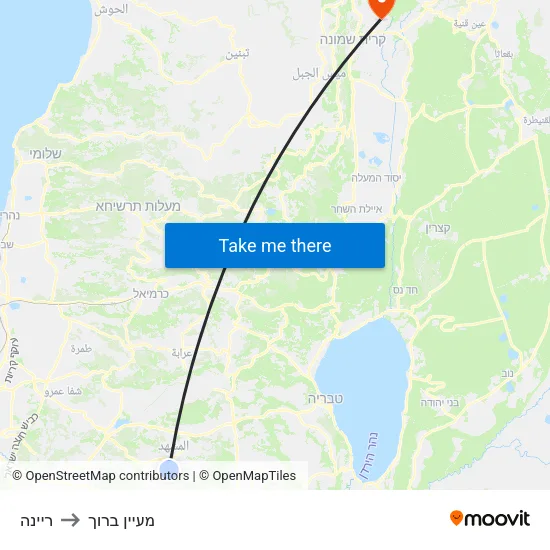 ריינה to מעיין ברוך map