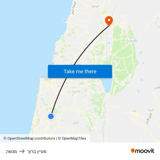 מנשה to מעיין ברוך map