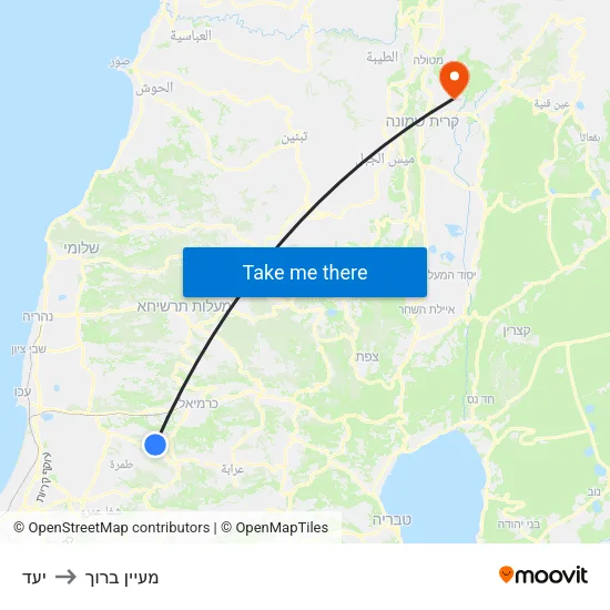 יעד to מעיין ברוך map
