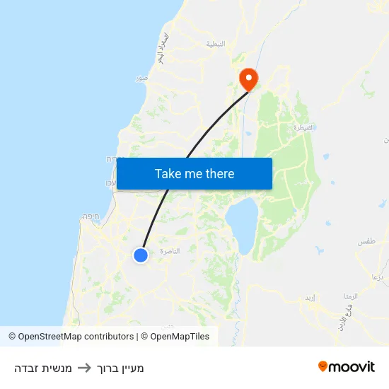 מנשית זבדה to מעיין ברוך map