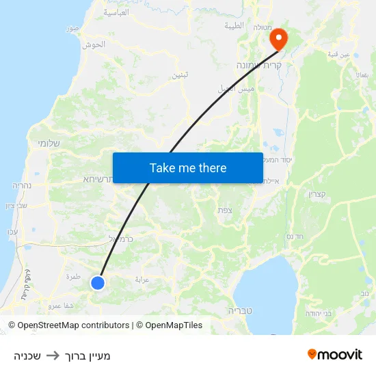 שכניה to מעיין ברוך map