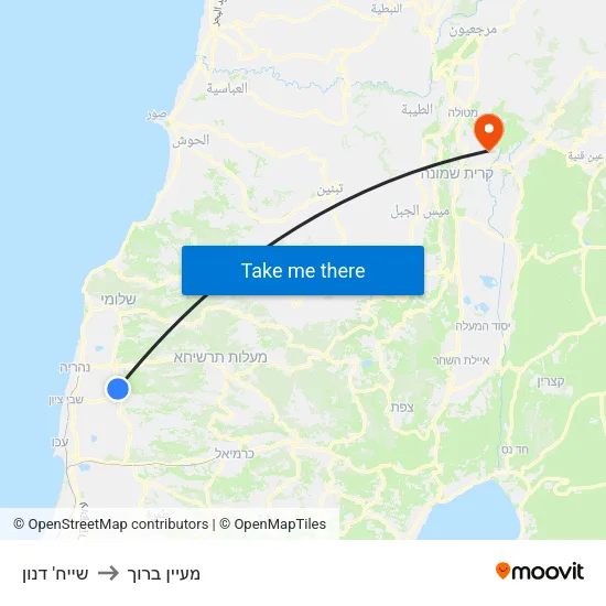 שייח' דנון to מעיין ברוך map