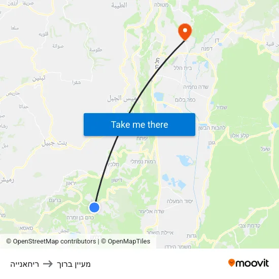 ריחאנייה to מעיין ברוך map