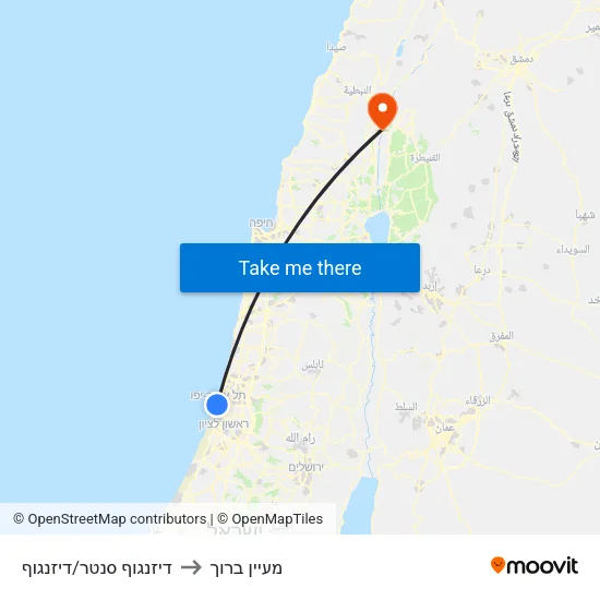 דיזנגוף סנטר/דיזנגוף to מעיין ברוך map