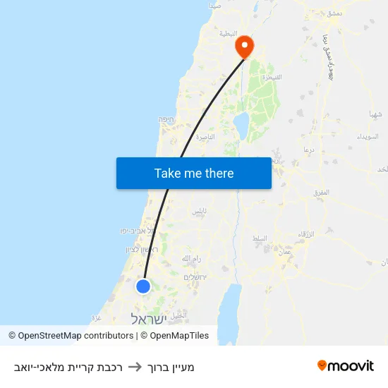 רכבת קריית מלאכי-יואב to מעיין ברוך map