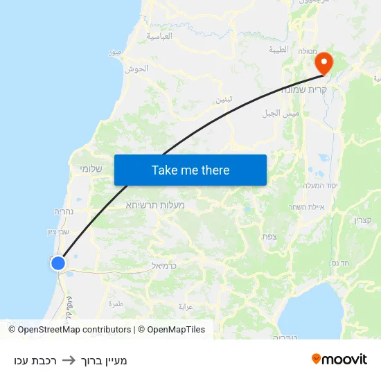 רכבת עכו to מעיין ברוך map