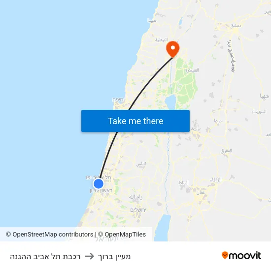 רכבת תל אביב ההגנה to מעיין ברוך map