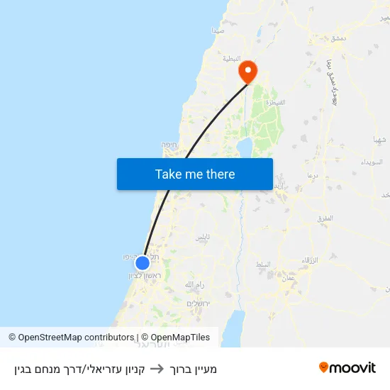 קניון עזריאלי/דרך מנחם בגין to מעיין ברוך map