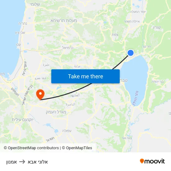 אמנון to אלוני אבא map