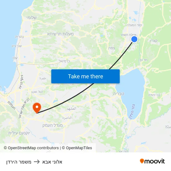 משמר הירדן to אלוני אבא map