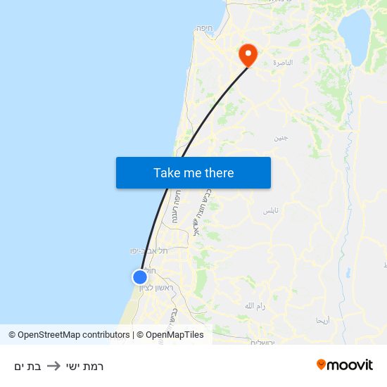 בת ים to רמת ישי map
