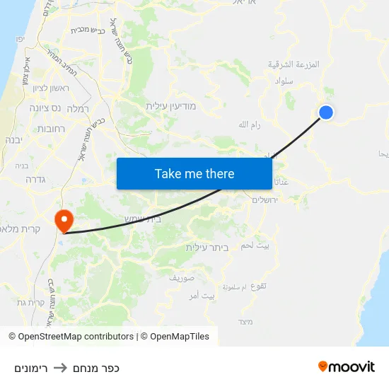 רימונים to כפר מנחם map