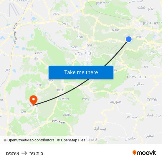 איתנים to בית ניר map