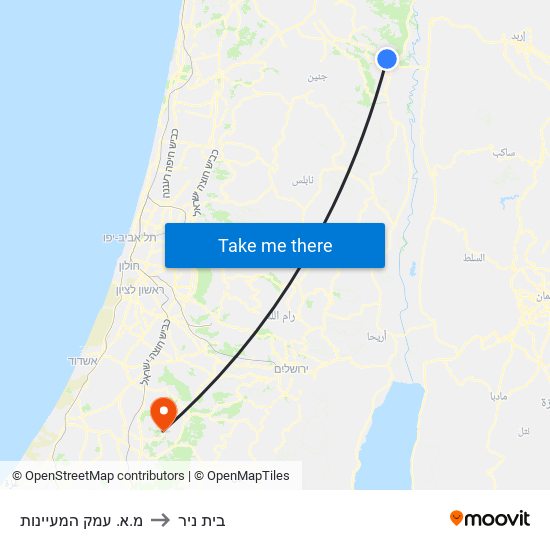 מ.א. עמק המעיינות to בית ניר map