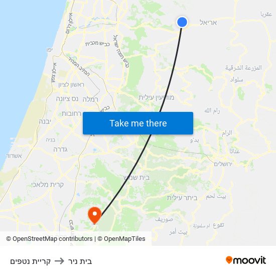 קריית נטפים to בית ניר map