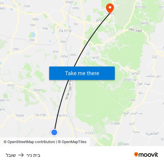 שובל to בית ניר map