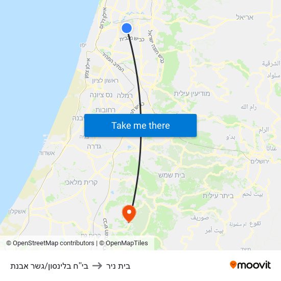 בי''ח בלינסון/גשר אבנת to בית ניר map