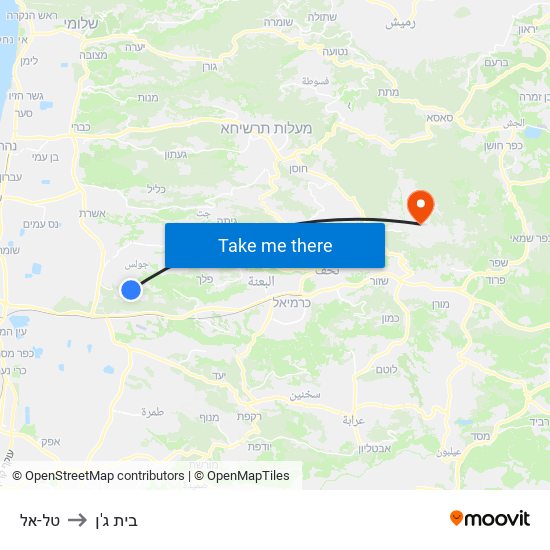 טל-אל to בית ג'ן map