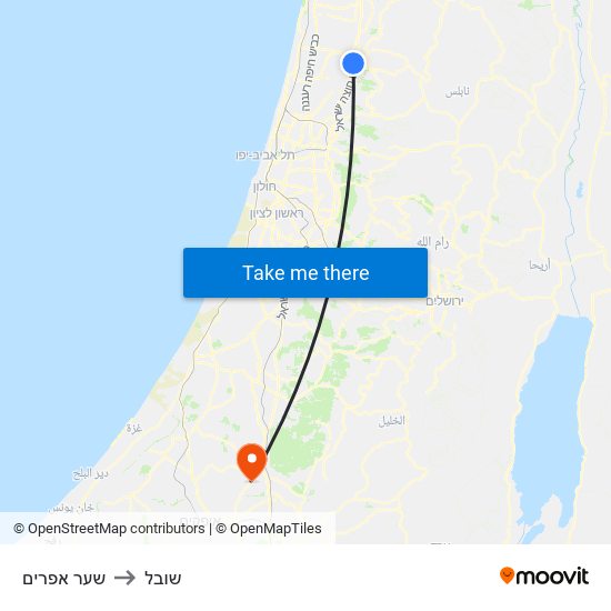 שער אפרים to שובל map