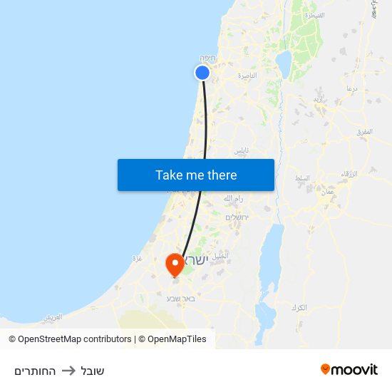 החותרים to שובל map