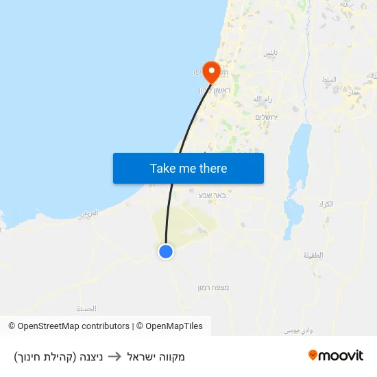 ניצנה (קהילת חינוך) to מקווה ישראל map