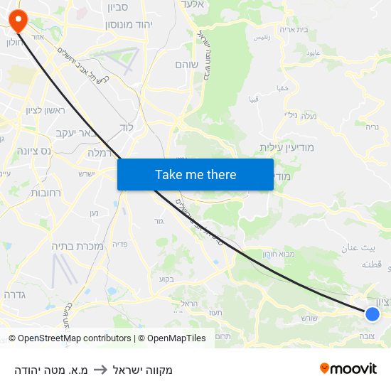 מ.א. מטה יהודה to מקווה ישראל map