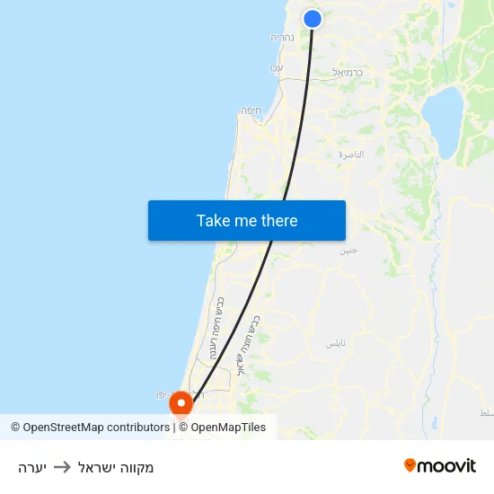 יערה to מקווה ישראל map