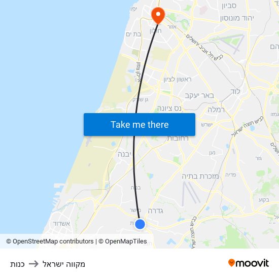 כנות to מקווה ישראל map