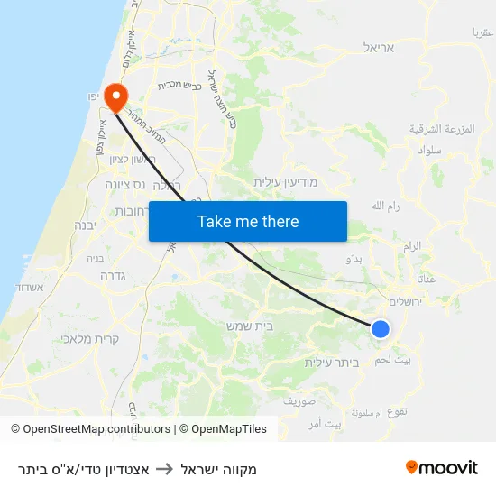 אצטדיון טדי/א''ס ביתר to מקווה ישראל map
