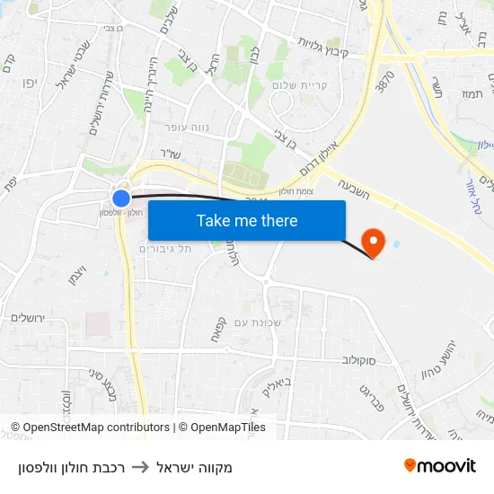 רכבת חולון וולפסון to מקווה ישראל map