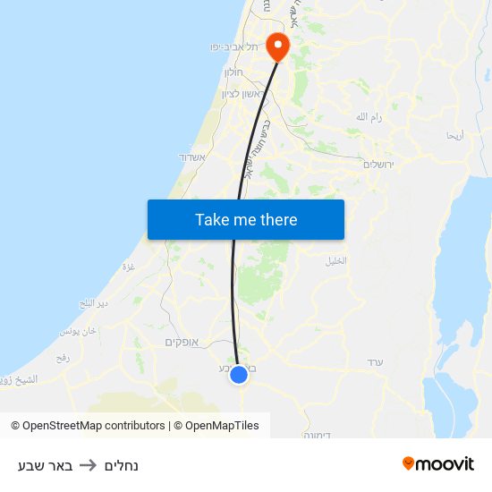 באר שבע to נחלים map