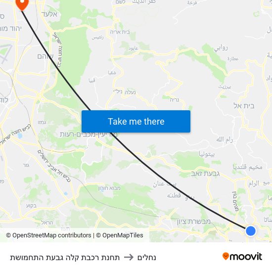 תחנת רכבת קלה גבעת התחמושת to נחלים map