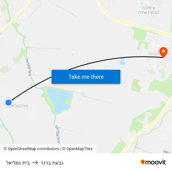 בית גמליאל to גבעת ברנר map