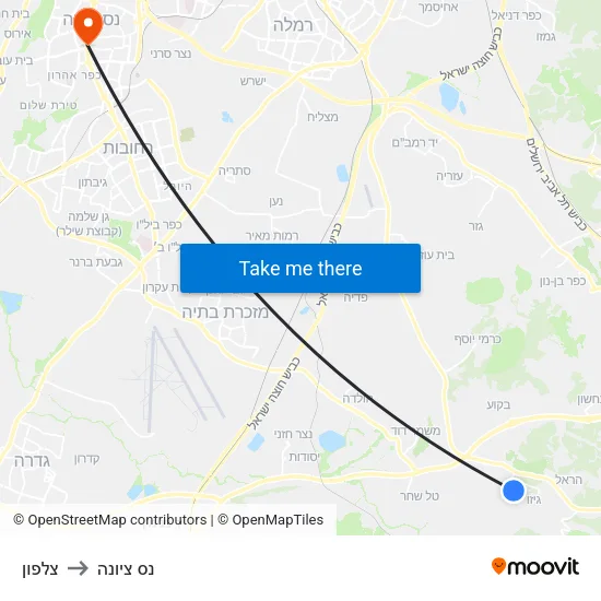 צלפון to נס ציונה map