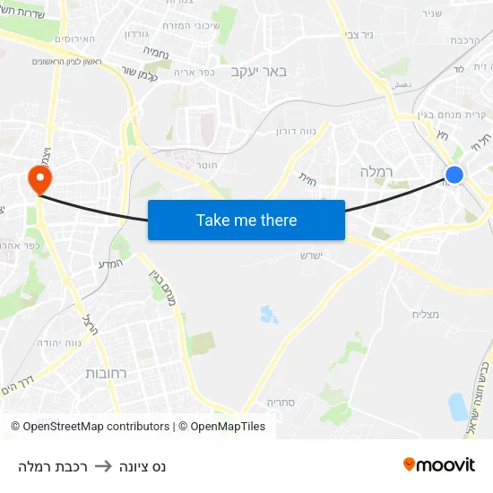 רכבת רמלה to נס ציונה map
