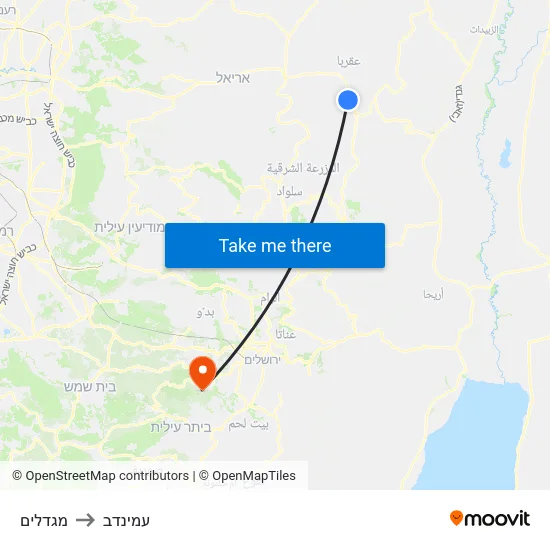 מגדלים to עמינדב map