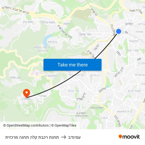 תחנת רכבת קלה תחנה מרכזית to עמינדב map