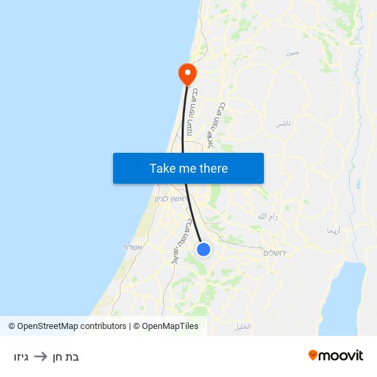 גיזו to בת חן map