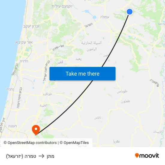 טמרה (יזרעאל) to מתן map
