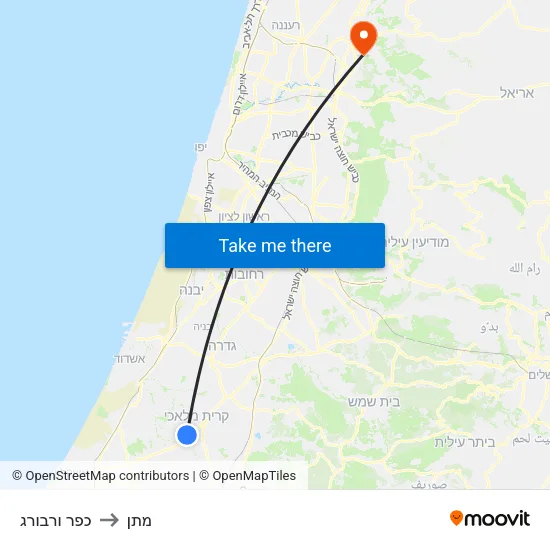 כפר ורבורג to מתן map