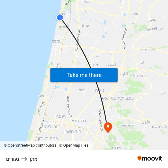 נעורים to מתן map