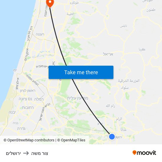 ירושלים to צור משה map