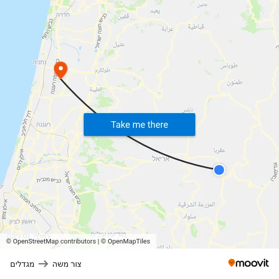 מגדלים to צור משה map