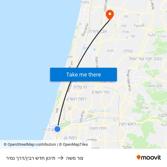 תיכון חדש רבין/דרך נמיר to צור משה map