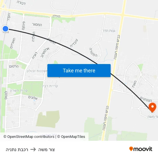 רכבת נתניה to צור משה map